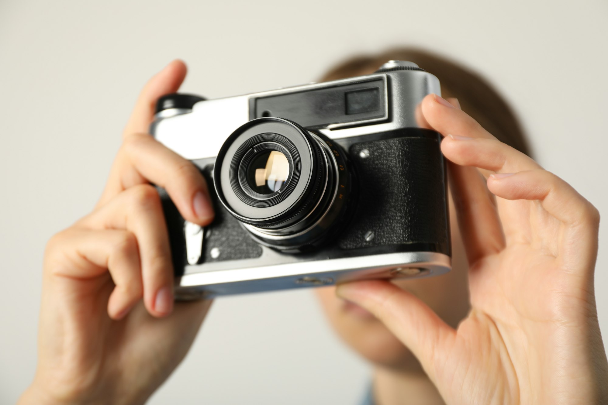 Retro camera, photo shooting on retro camera